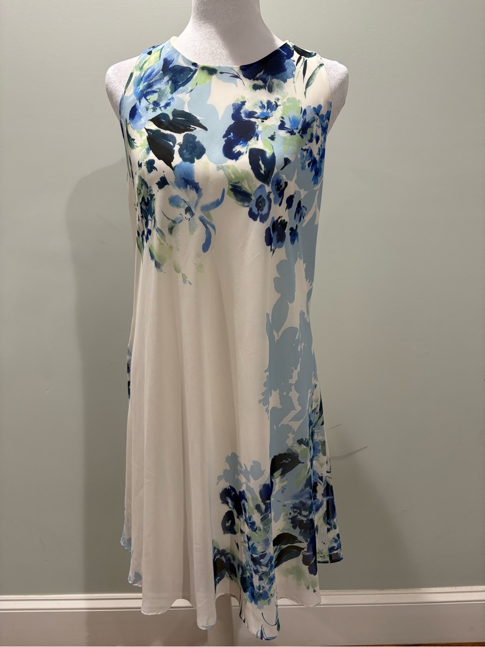 Ralph Lauren Cream Sleeveless Tunic with Blue & Green Floral Print
